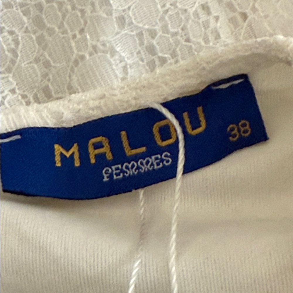 MALOU-FEMMES || Elegant White Ruffled Bib Lace Dress. Sz. EU 38 - US 6 - Picture 9 of 13